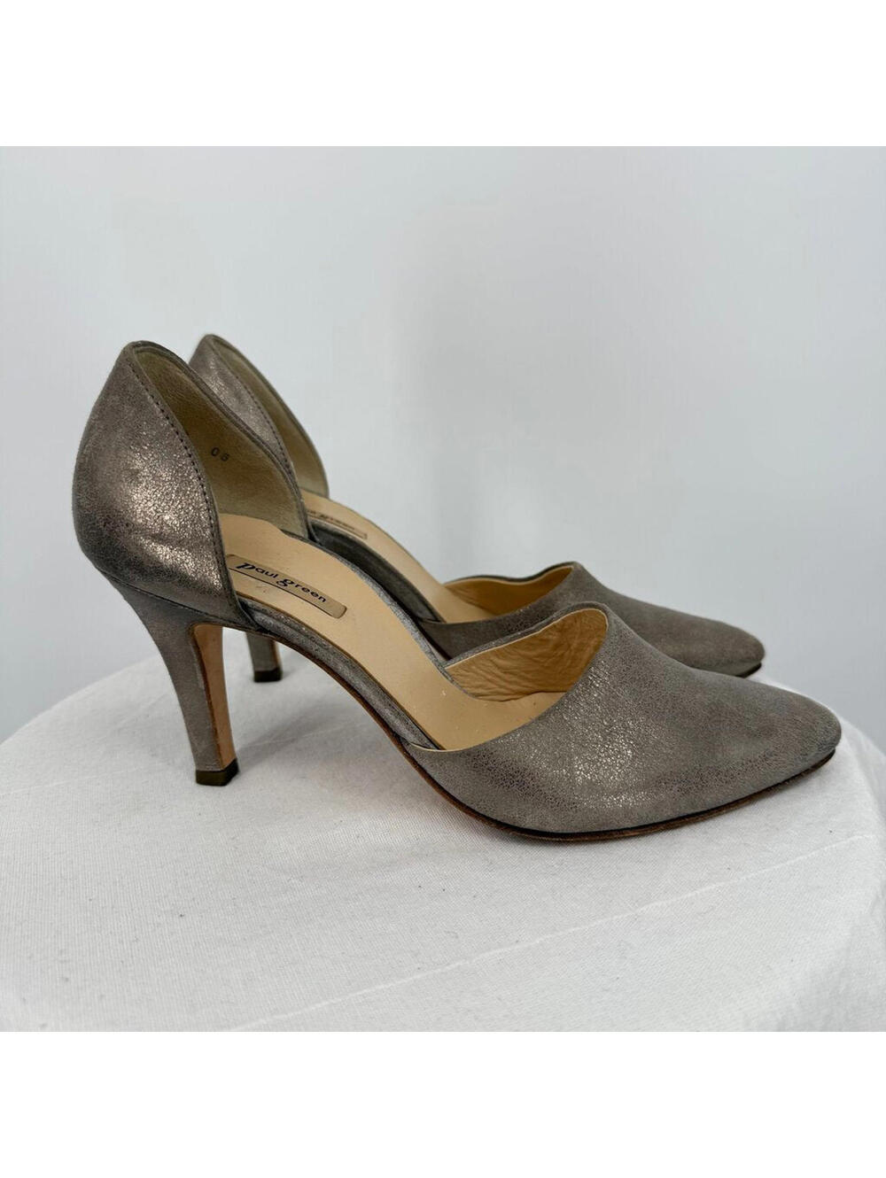 Womens Paul Green D'Orsay Pumps Metallic Taupe Heels Shoes 6